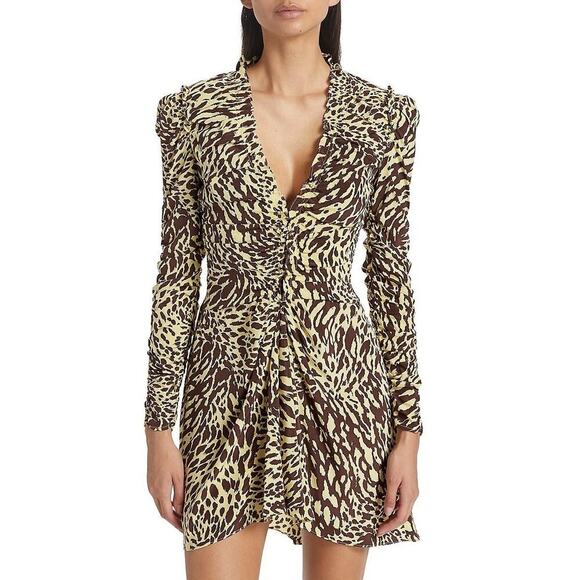 A.L.C. Marcie Silk Ruched Long Sleeve Mini Dress Size 6 752J - Picture 2 of 15